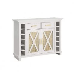 Home Source White Console Bar Cabinet with Gold Trim by Home Source Industries