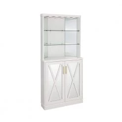 Home Source White Corner Bar Cabinet with Mirrored Panels by Home Source Industries