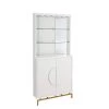 Home Source White Bar Cabinet with Half Moon Handles and Metal Base by Home Source Industries -Loungie Sales Shop white home source industries bar cabinets dc77 wh hd 64 1000