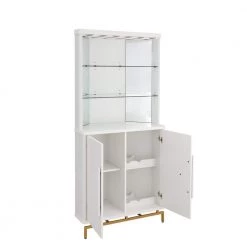 Home Source White Bar Cabinet with Half Moon Handles and Metal Base by Home Source Industries -Loungie Sales Shop white home source industries bar cabinets dc77 wh hd 77 1000