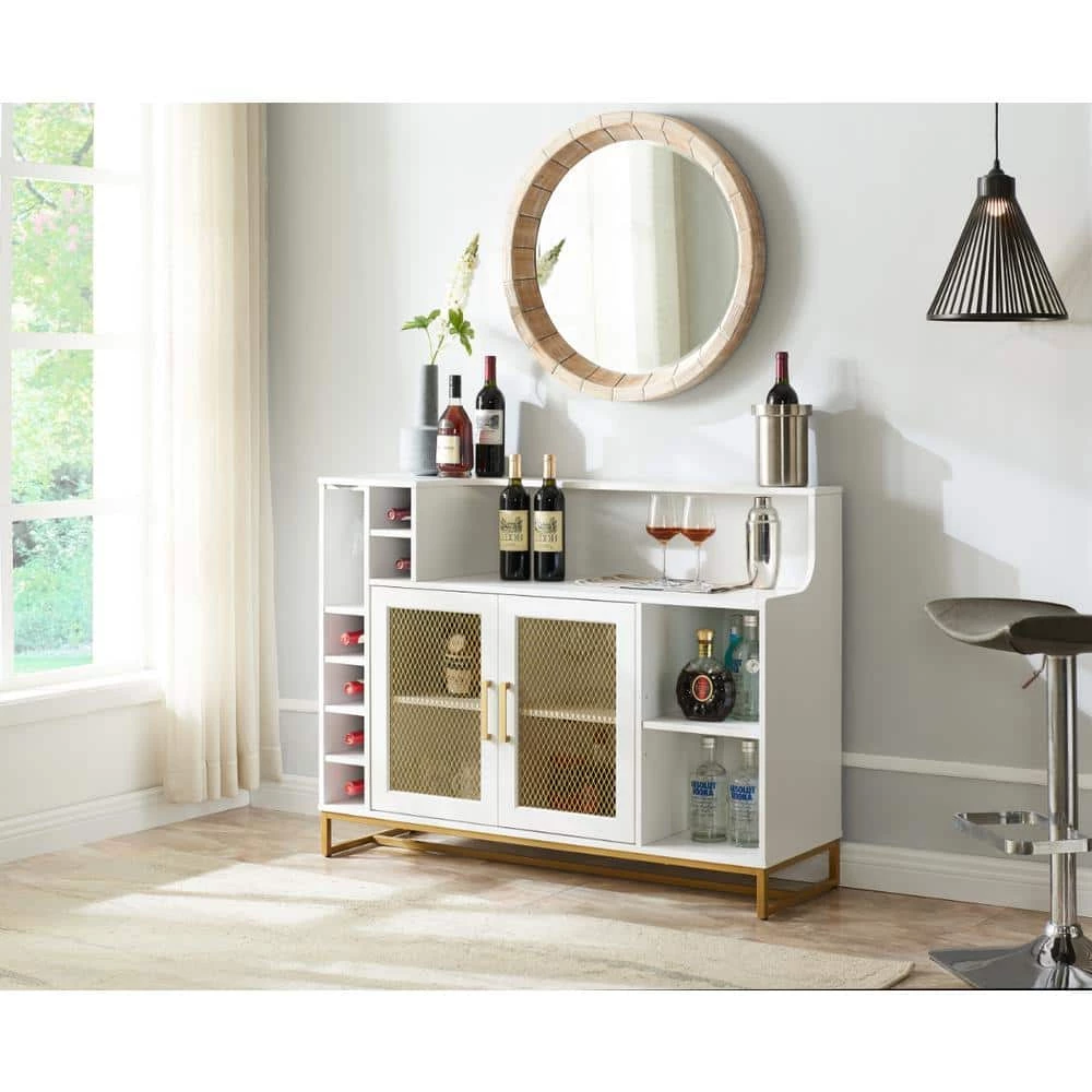 Home Source White Accent Bar Cabinet with Mesh Door by Home Source Industries 6 Home Source White Accent Bar Cabinet with Mesh Door by Home Source Industries - Image 4