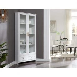 Home Source Display Storage Cabinet in White with Glass Doors by Home Source Industries -Loungie Sales Shop white home source industries bar cabinets h 5586 wh hd 31 1000