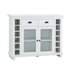 Home Source Jill Zarin White Bar Cabinet Server Sideboard with Glass Doors by Home Source Industries
