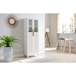 Home Source White 2-Door Bar Cabinet with Glass Display by Home Source Industries -Loungie Sales Shop white home source industries bar cabinets s 604 wh hd 31 1000