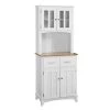 Home Source White and Cherry Microwave Storage Stand with Double Door Top and Bottom Cabinets by Home Source Industries -Loungie Sales Shop white home source industries computer desks brook hd 64 1000