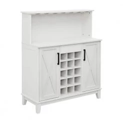 Home Source White Silo-Style Microwave Stand and Bar Cabinet Unit with Wine Rack by Home Source Industries
