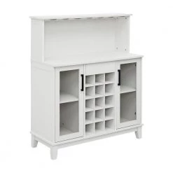 Home Source White Microwave Station and Bar Cabinet with 4-Shelves and Wine Rack by Home Source Industries
