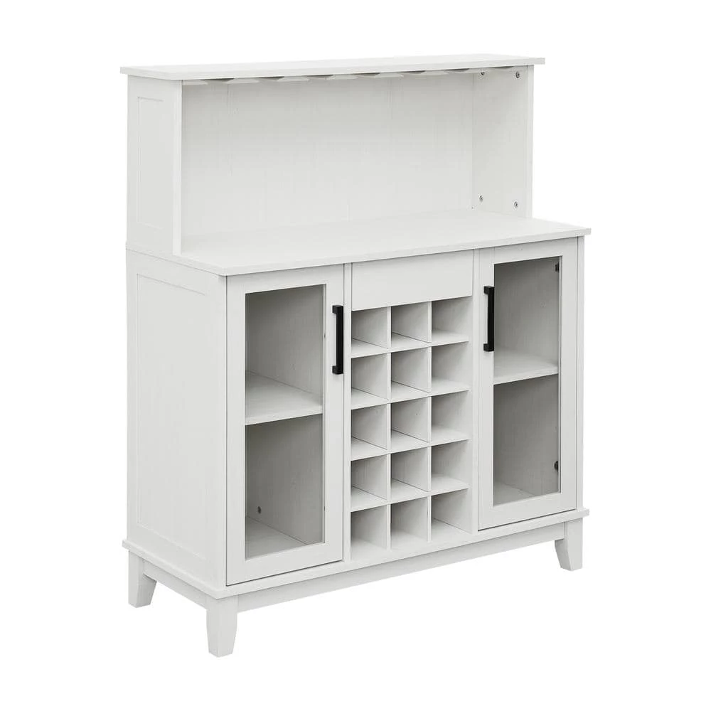 Home Source White Microwave Station and Bar Cabinet with 4-Shelves and Wine Rack by Home Source Industries 3 Home Source White Microwave Station and Bar Cabinet with 4-Shelves and Wine Rack by Home Source Industries