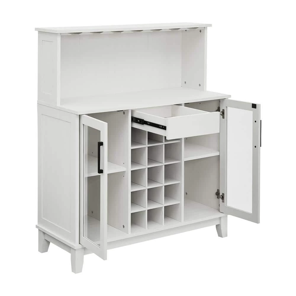 Home Source White Microwave Station and Bar Cabinet with 4-Shelves and Wine Rack by Home Source Industries 4 Home Source White Microwave Station and Bar Cabinet with 4-Shelves and Wine Rack by Home Source Industries - Image 2