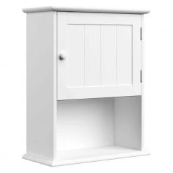 White Wall-Mounted Storage Cabinet with Open Shelf by Lavish Home