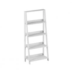 36.75 in. White Wood 4-shelf Ladder Bookcase with Open Back by Lavish Home