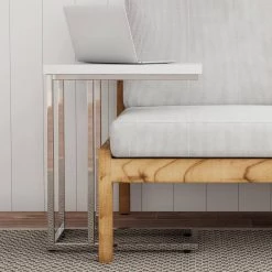 11.75 in. White 23.75 in Modern C-Chape End Table (Set of 2) by Lavish Home -Loungie Sales Shop white lavish home c tables 80 fct 4 2 31 1000