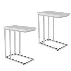 11.75 in. White 23.75 in Modern C-Chape End Table (Set of 2) by Lavish Home