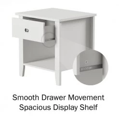 17.5 in. White Rectangle MDF Wood End Tables With Drawers (Set of 2) by Lavish Home -Loungie Sales Shop white lavish home end side tables 80 endtbl 4 2 4f 1000