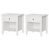 17.5 in. White Rectangle MDF Wood End Tables With Drawers (Set of 2) by Lavish Home