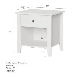 17.5 in. White Rectangle MDF Wood End Tables With Drawers (Set of 2) by Lavish Home -Loungie Sales Shop white lavish home end side tables 80 endtbl 4 2 c3 1000