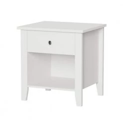 21 in. White Traditional End Table with Drawer and Storage Shelf by Lavish Home