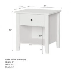21 in. White Traditional End Table with Drawer and Storage Shelf by Lavish Home -Loungie Sales Shop white lavish home end side tables hw0200311 c3 1000
