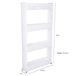 Slim Slide Out White Kitchen Cart by Lavish Home -Loungie Sales Shop white lavish home kitchen carts m030125 4f 1000