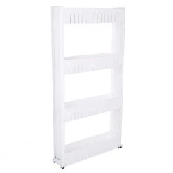 Slim Slide Out White Kitchen Cart by Lavish Home