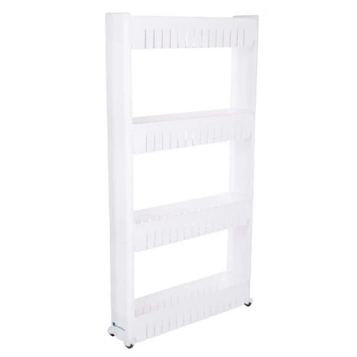 Slim Slide Out White Kitchen Cart by Lavish Home -Loungie Sales Shop white lavish home kitchen carts m030125 64 1000