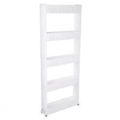 Slim Slide Out White Kitchen Cart by Lavish Home