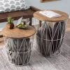 White 2-Piece Nesting Veneer Metal and Wood Round Accent Table Set by Lavish Home -Loungie Sales Shop white lavish home nesting tables hw0200079 64 1000