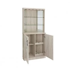 Home Source White Oak Corner Bar Cabinet with Mirrored Panels by Home Source Industries -Loungie Sales Shop white oak home source industries bar cabinets dc75 whoak hd 77 1000
